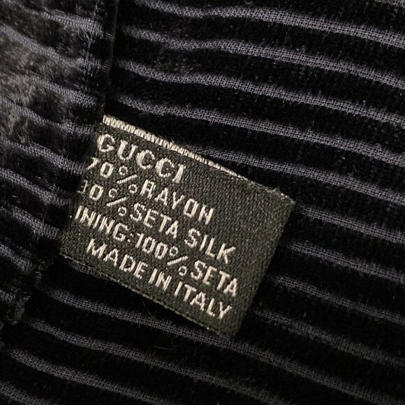 Auth GUCCI - Dark Navy Black Rayon Silk Scarf - Picture 6 of 6